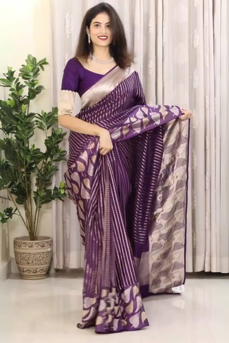 Forbearance Purple Soft Silk Saree With Excellent Blouse Piece