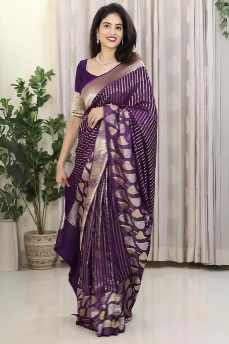 Forbearance Purple Soft Silk Saree With Excellent Blouse Piece