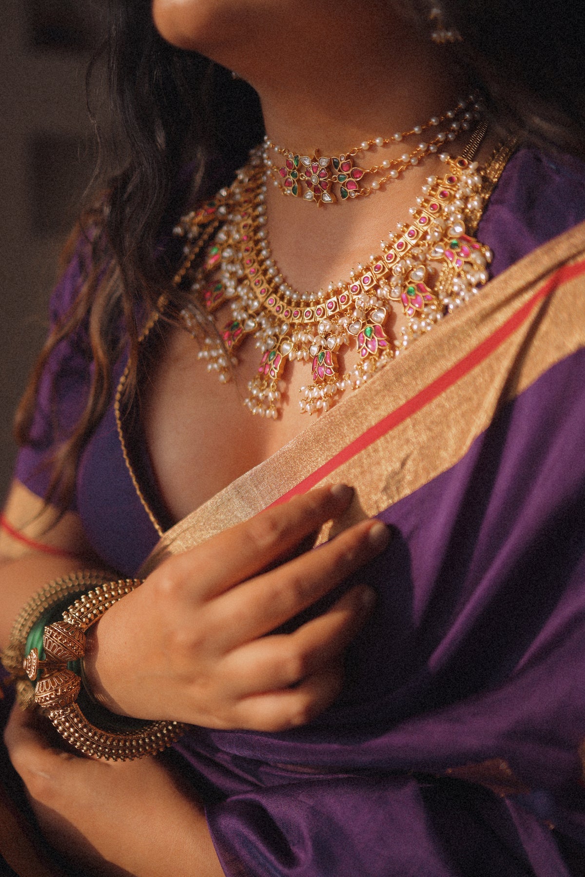 Beautiful Purple Cotton Silk Saree With Gleaming Blouse Piece