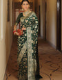 Deserving Dark Green Soft Silk Saree With Refreshing Blouse Piece