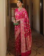 Innovative Dark Pink Soft Silk Saree With Amazing Blouse Piece