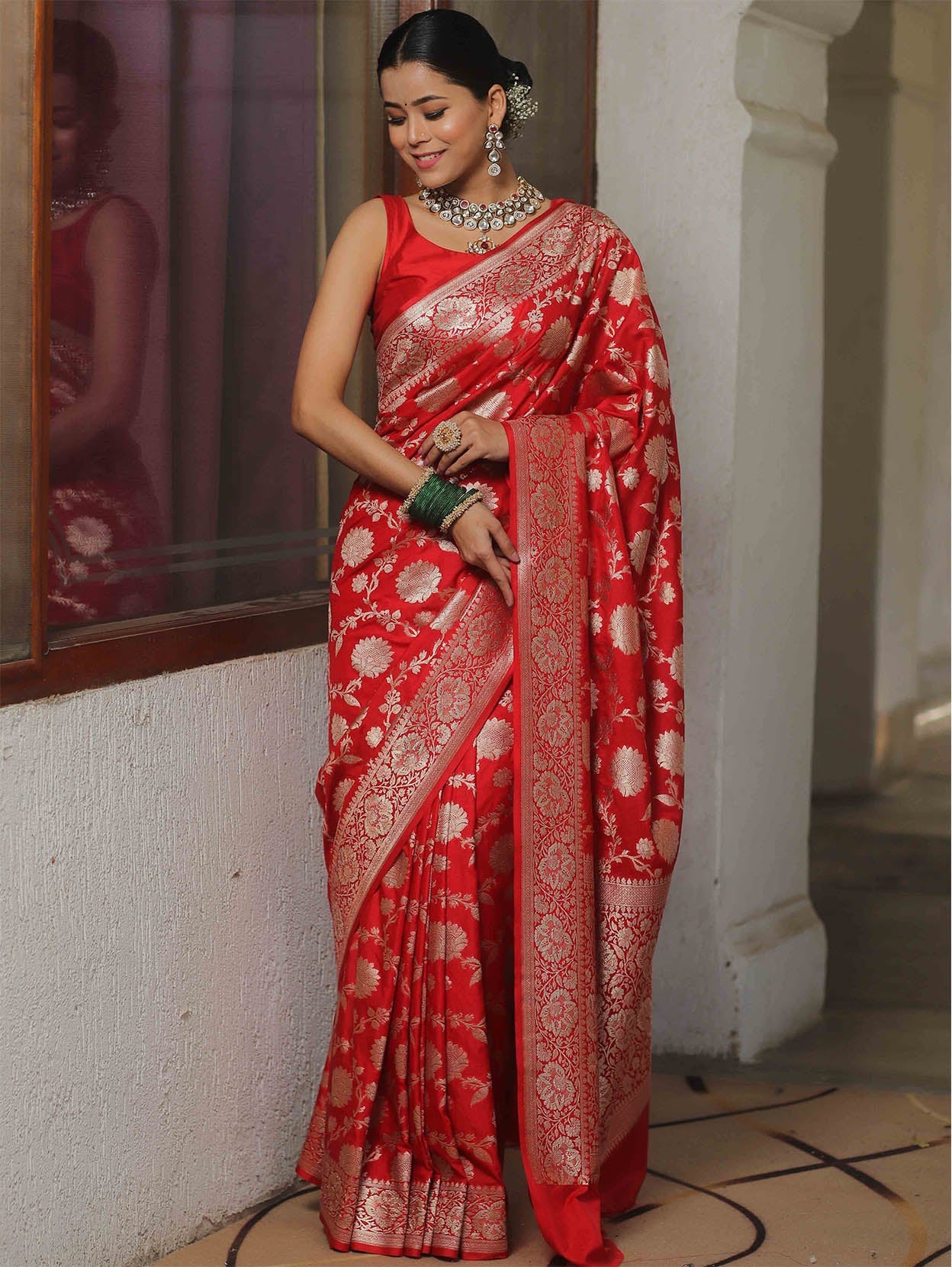 Prettiest Red Soft Silk Saree With Fairytale Blouse Piece