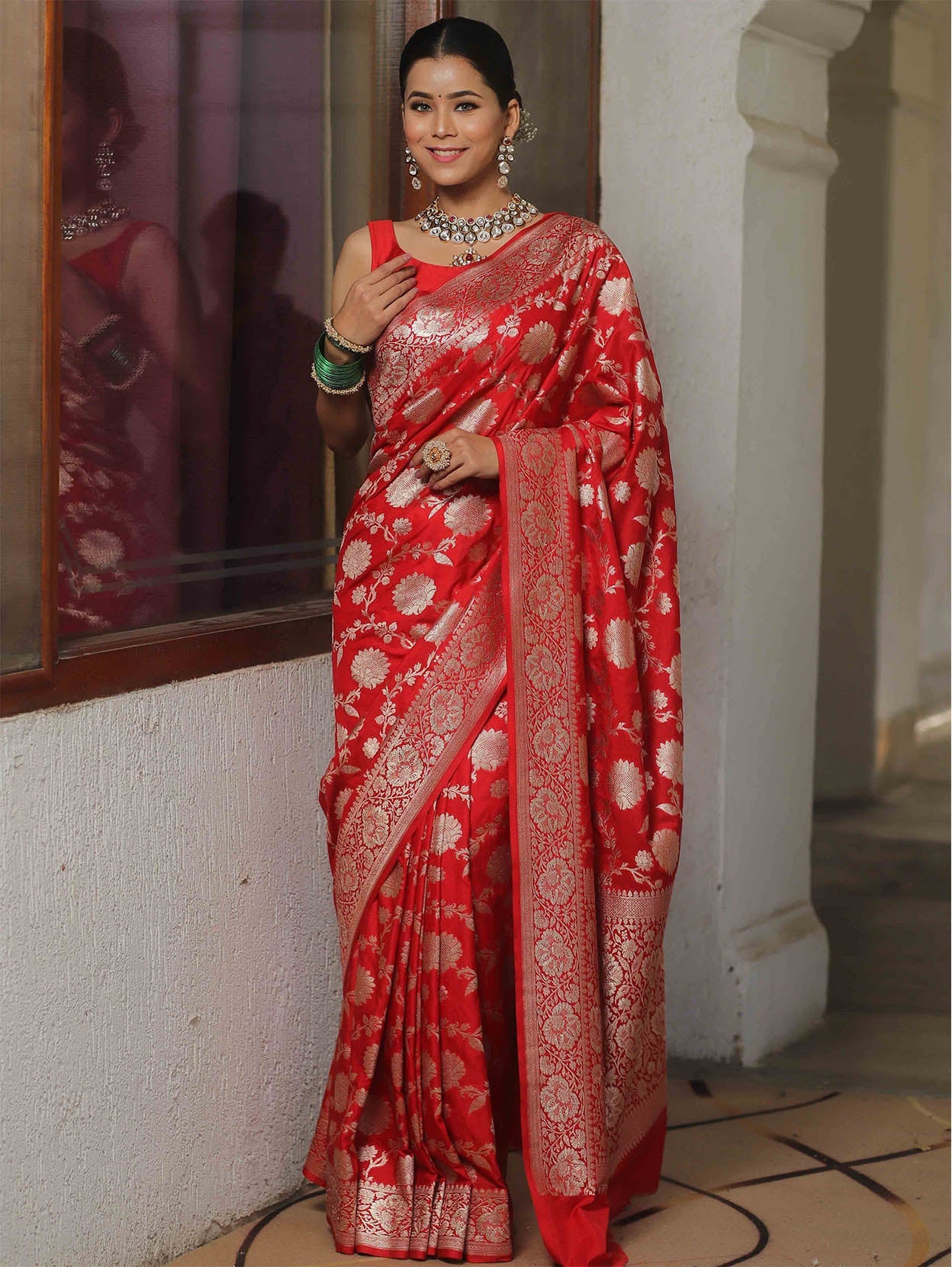 Prettiest Red Soft Silk Saree With Fairytale Blouse Piece