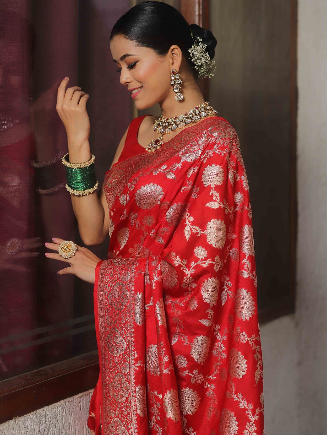 Prettiest Red Soft Silk Saree With Fairytale Blouse Piece