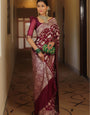 Comely Wine Soft Silk Saree With Conflate Blouse Piece