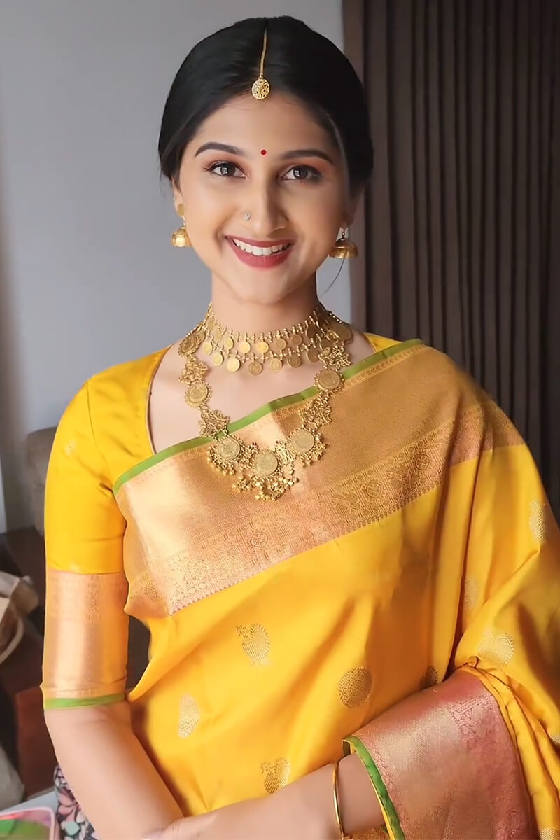 Stunner Yellow Soft Silk Saree With Radiant Blouse Piece