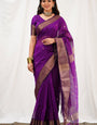 Engrossing Magenta Cotton Silk Saree With Demanding Blouse Piece