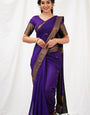 Precious Purple Cotton Silk Saree With Impressive Blouse Piece