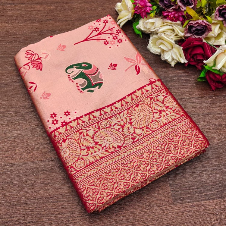 Stunner Pink Soft Silk Saree With Bewitching Blouse Piece