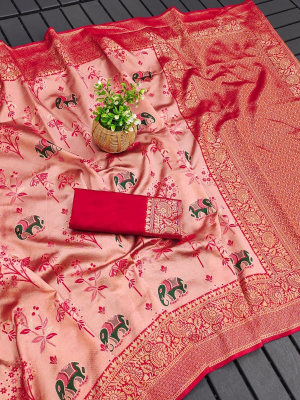 Stunner Pink Soft Silk Saree With Bewitching Blouse Piece