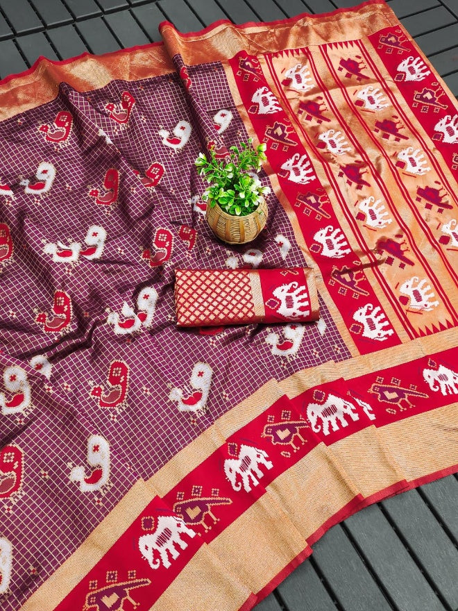 Invaluable Purple Soft Silk Saree With Staring Blouse Piece