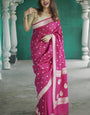 Majesty Dark Pink Linen Silk Saree With Deserving Blouse Piece