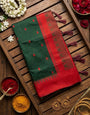 Classic Dark Green Cotton Silk Saree With Rhapsody Blouse Piece