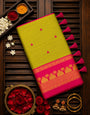Inspiring Green Cotton Silk Saree With Palimpsest Blouse Piece