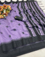 Charming Lavender Cotton Silk Saree With Blooming Blouse Piece