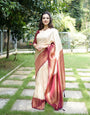 Sumptuous Beige Soft Silk Saree With Embrocation Blouse Piece