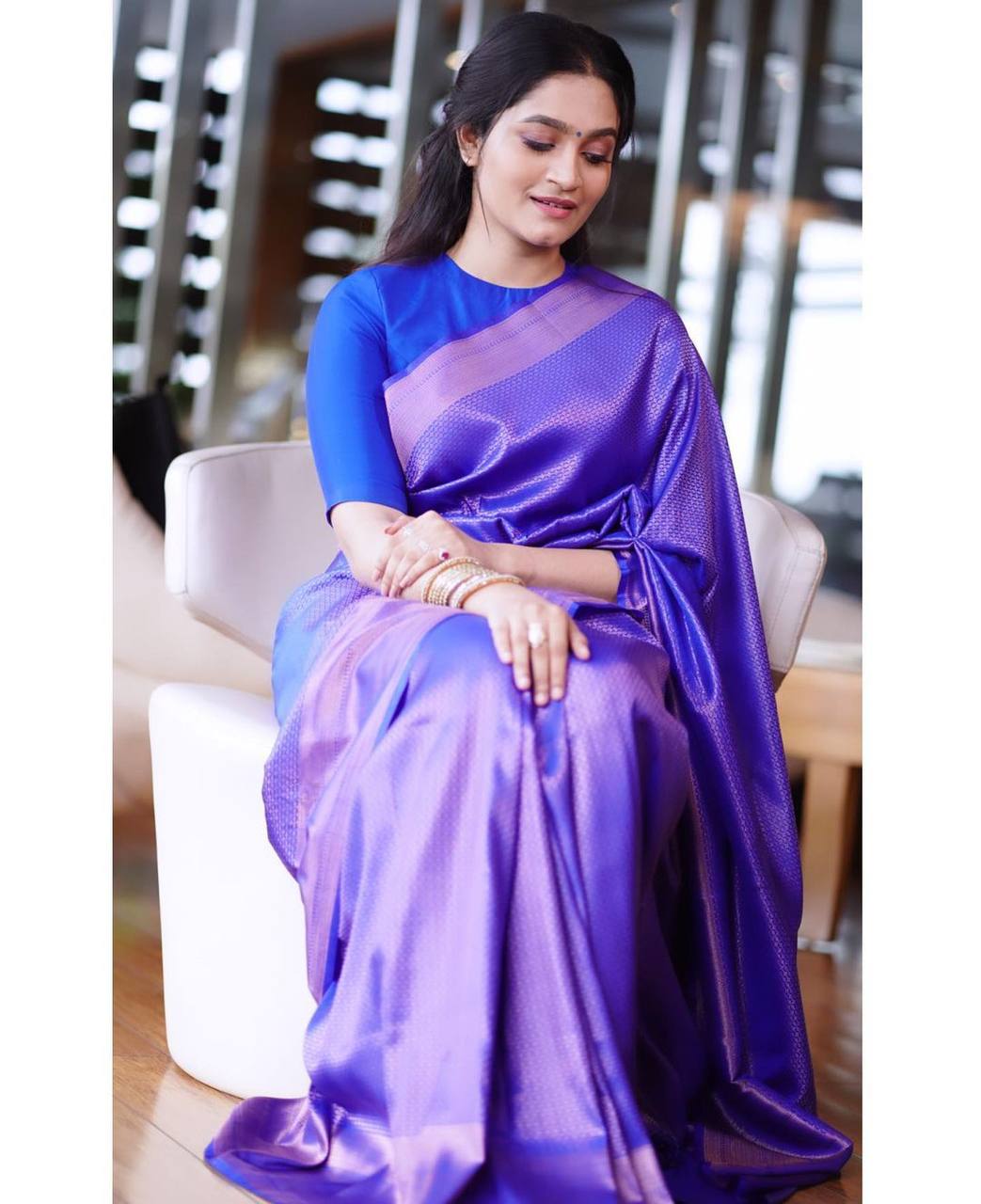 Flaunt Blue Soft Silk Saree With Gorgeous Blouse Piece