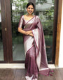 Bucolic Brown Soft Silk Saree With Snazzy Blouse Piece