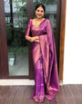 Mellifluous Purple Soft Silk Saree With Gratifying Blouse Piece