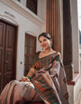 Sonorous Grey Soft Silk Saree With Rhapsodic Blouse Piece