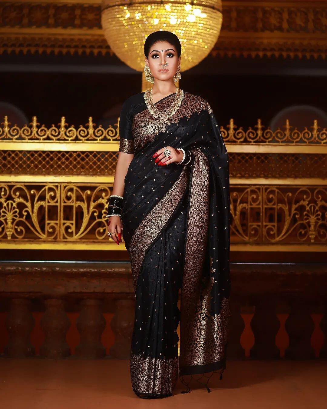 Mesmerising Black Soft Banarasi Silk Saree With Comely Blouse Piece