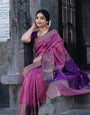 Ethnic Lavender Soft Silk Saree With Imbrication Blouse Piece