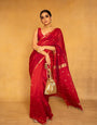 Fragrant Red Cotton Silk Saree With Amiable Blouse Piece