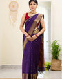 Magnificat Purple Cotton Silk Saree With Scrupulous Blouse Piece