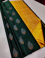 Allure Dark Green Soft Silk Saree With Rhapsodic Blouse Piece