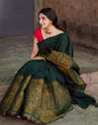 Opulent Green Soft Silk Saree With Lissome Blouse Piece