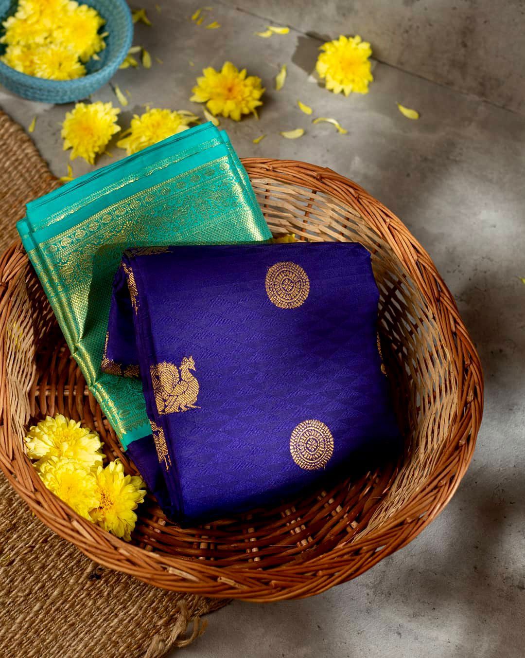 Sensational Blue Soft Banarasi Silk Saree With Proficient Blouse Piece