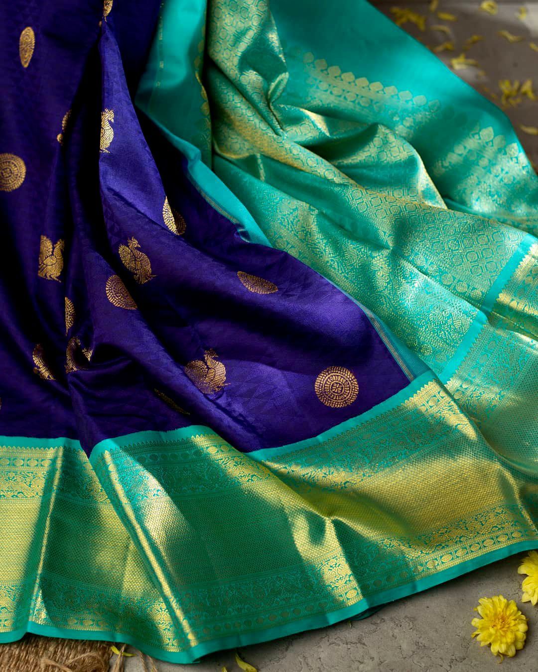 Sensational Blue Soft Banarasi Silk Saree With Proficient Blouse Piece