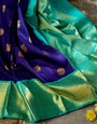 Sensational Blue Soft Banarasi Silk Saree With Proficient Blouse Piece