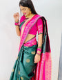 Evanescent Green Soft Banarasi Silk Saree With Effervescent Blouse Piece