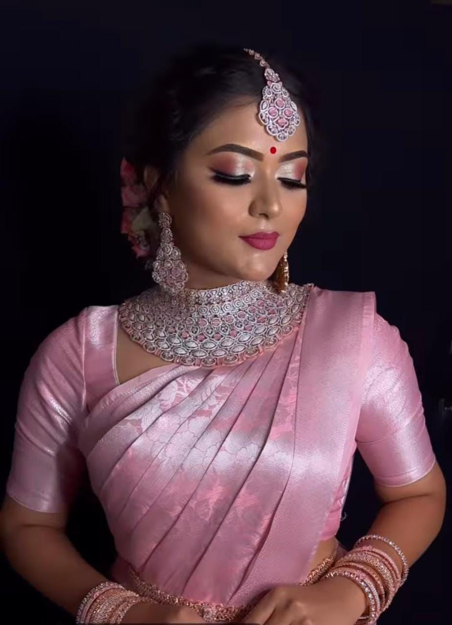 Preferable Pink Soft Silk Saree With Exemplary Blouse Piece