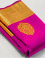 Comely Dark Pink Soft Banarasi Silk Saree With Excellent Blouse Piece