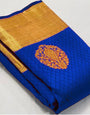 Exemplary Royal Blue Soft Banarasi Silk Saree With Ethnic Blouse Piece