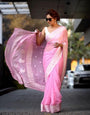 Ratatouille Pink Soft Silk Saree With Lissome Blouse Piece