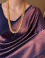 Snappy Navy Blue Soft Silk Saree With Piquant Blouse Piece