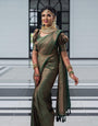 Ephemeral Green Soft Silk Saree With Allure Blouse Piece