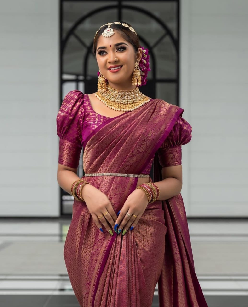 Nebula Purple Soft Silk Saree With Mellifluous Blouse Piece