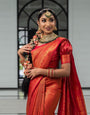 Scrupulous Red Soft Silk Saree With Marvellous Blouse Piece