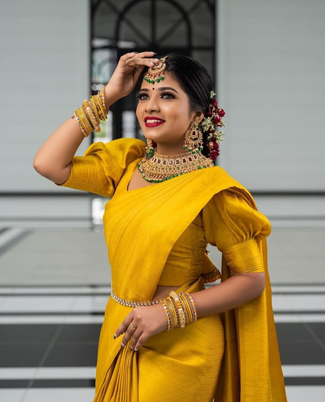 Verdant Yellow Soft Silk Saree With Rhapsodic Blouse Piece