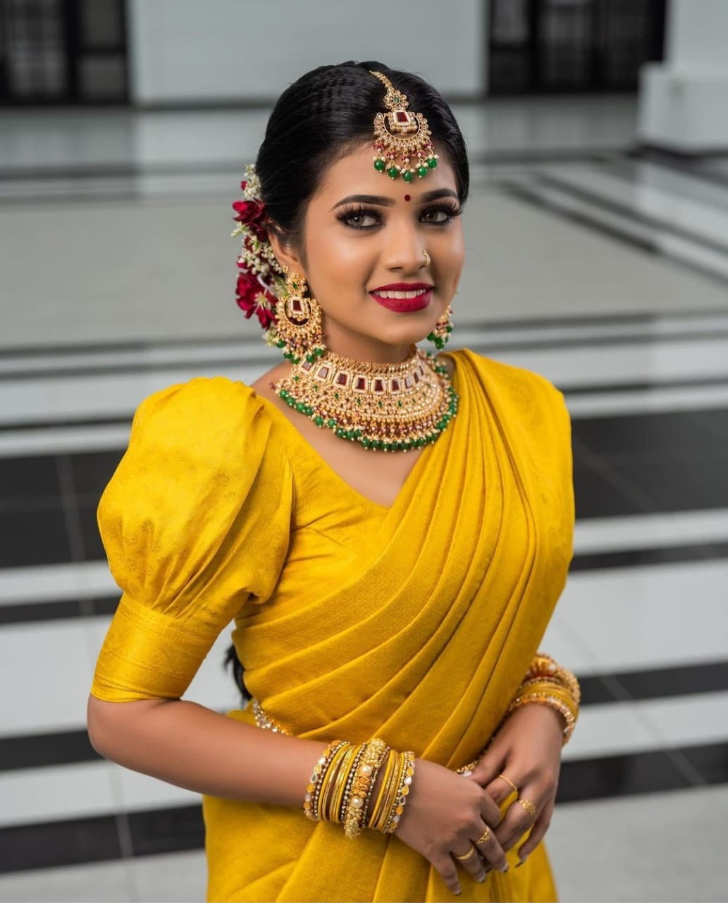 Verdant Yellow Soft Silk Saree With Rhapsodic Blouse Piece