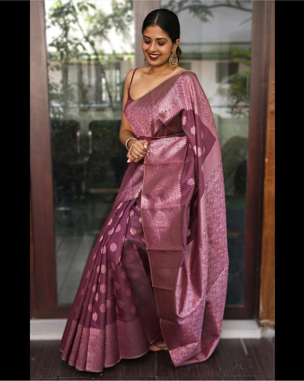 Desiring Wine Soft Banarasi Silk Saree With Ineffable Blouse Piece