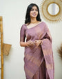 Lagniappe Baby Pink Soft Silk Saree With Dulcet Blouse Piece