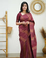 Quixotic Maroon Soft Silk Saree With Engrossing Blouse Piece