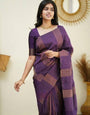 Blooming Purple Soft Silk Saree With Dalliance Blouse Piece