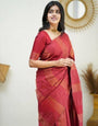 Delightful Red Soft Silk Saree With Most Blouse Piece