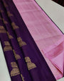 Woebegone Purple Soft Silk Saree With Magnificat Blouse Piece